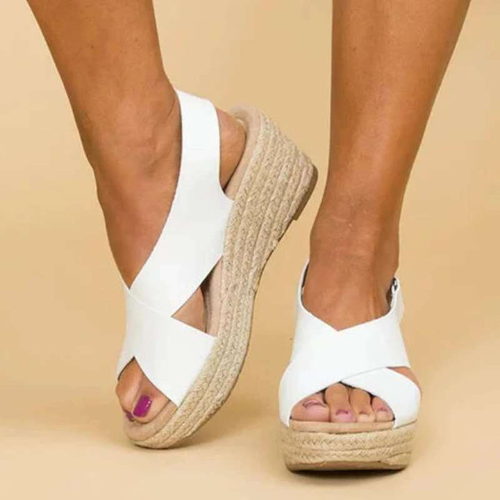 Versatile women's crisscross espadrille wedge sandals, perfect for summer events and parties.