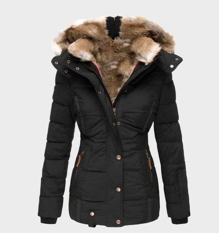 Aurora Women's Slim Fit Winter Jacket with Hood, stylish & warm for cold weather. Durable autumn fashion outerwear.