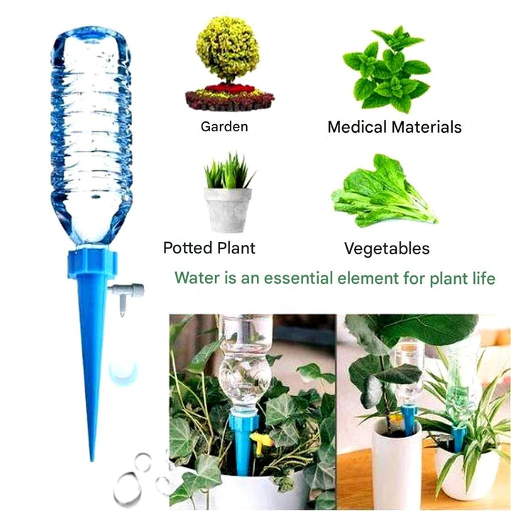 Automatic plant watering spikes, 12-pack, with adjustable drip system for versatile and efficient plant care.