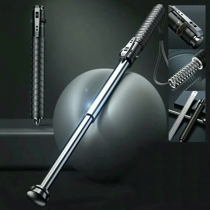 Portable alloy steel self-defense walking stick, instant pop-up safety cane for outdoor gear & protection.