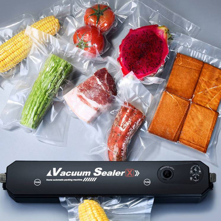 Modern automatic vacuum sealer, compact design for efficient food storage & kitchen counter display.