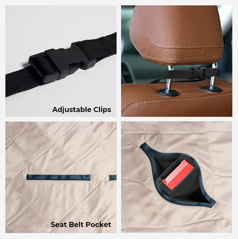Non-slip dog seat cover & bed for vehicle protection, comfortable pet travel gear.