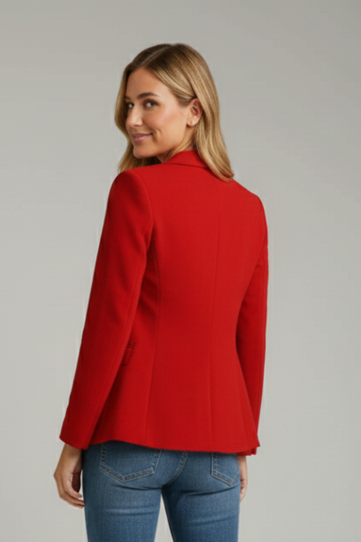 Avalon | Women's Red Tailored Single Button Blazer - Red - Image 5