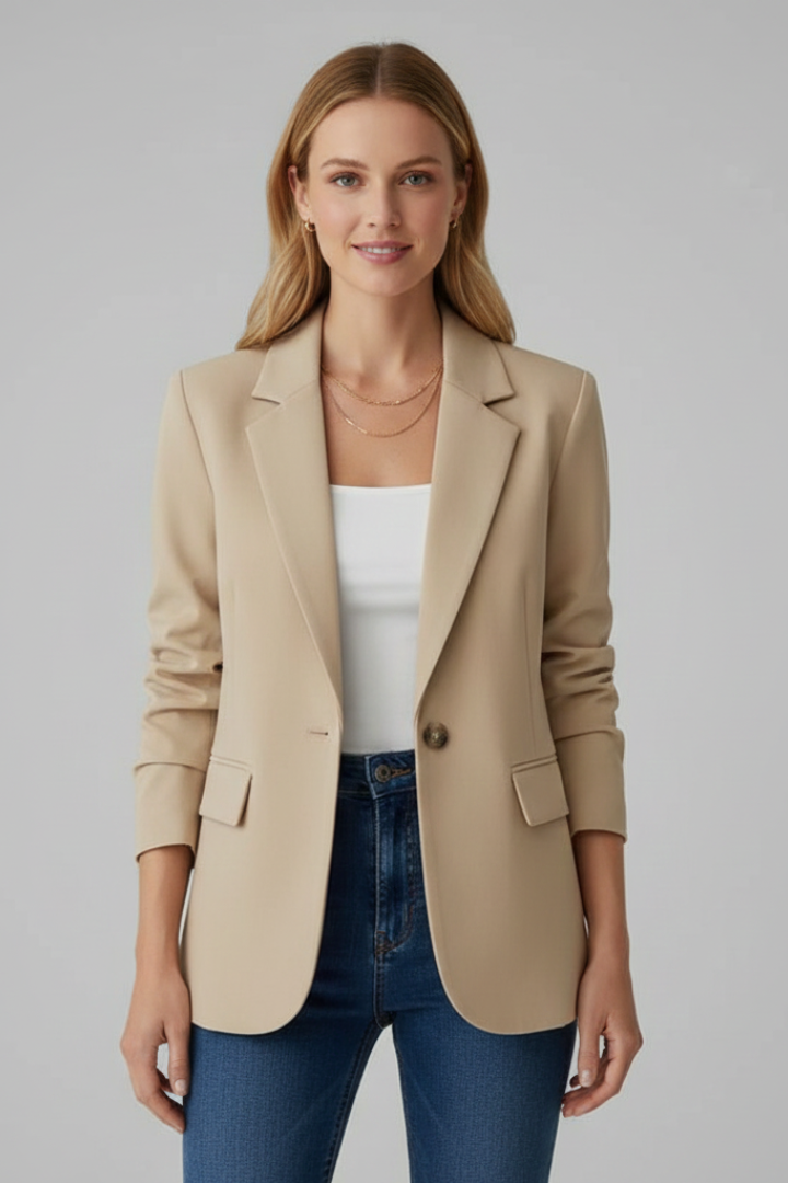 Avalon | Women's Red Tailored Single Button Blazer - Red - Image 9