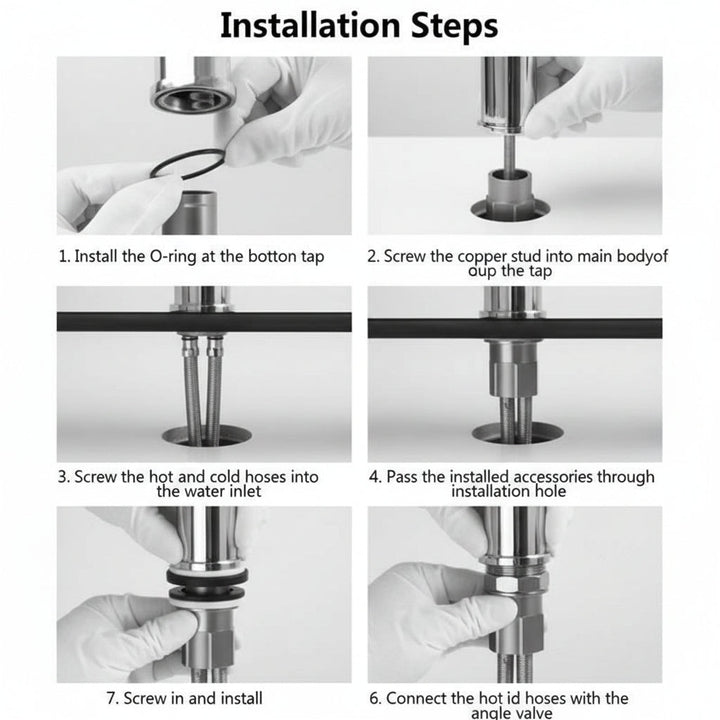 Sleek kitchen faucet with an adjustable flexible spout and spray mode. Enhances any kitchen sink.