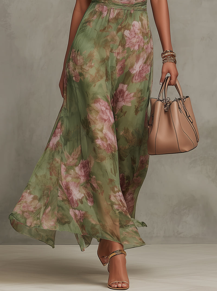 Azura | Women's Floral Halter Neck Maxi Dress - Floral - Image 4