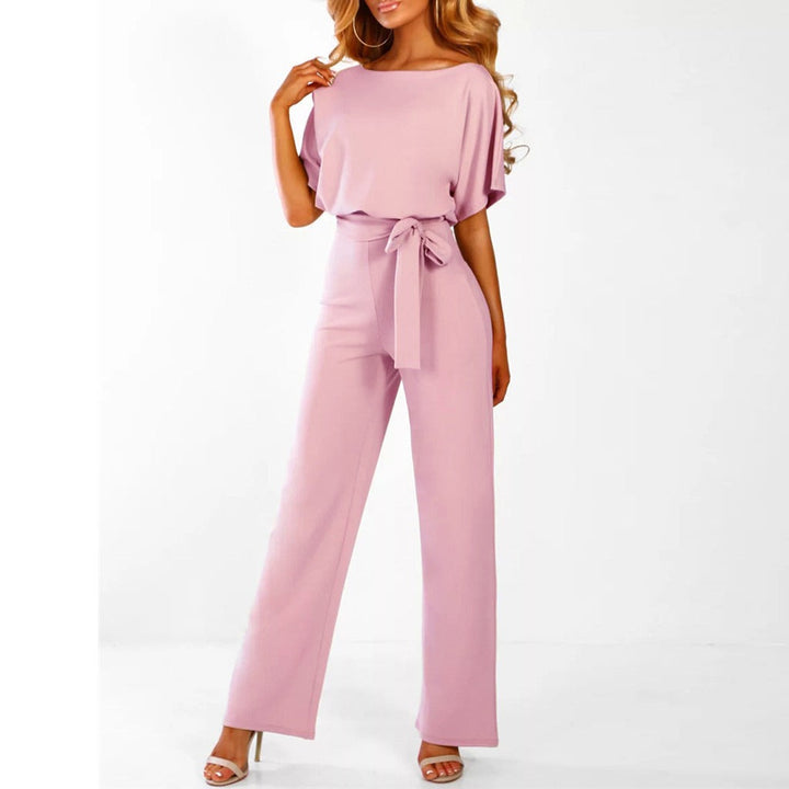 Women's Wide Leg Jumpsuit - Batwing Sleeve, Belted