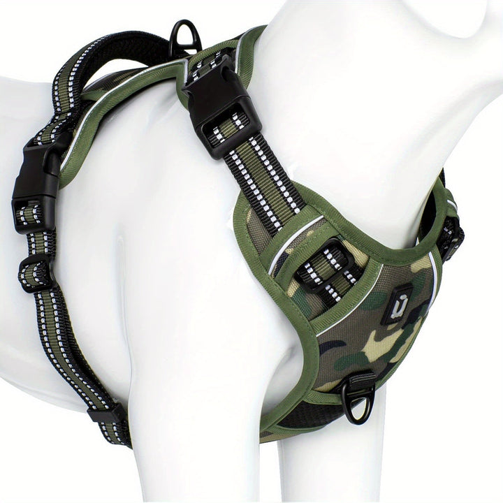 Adjustable reflective no-pull dog harness, perfect for safe and enjoyable training.