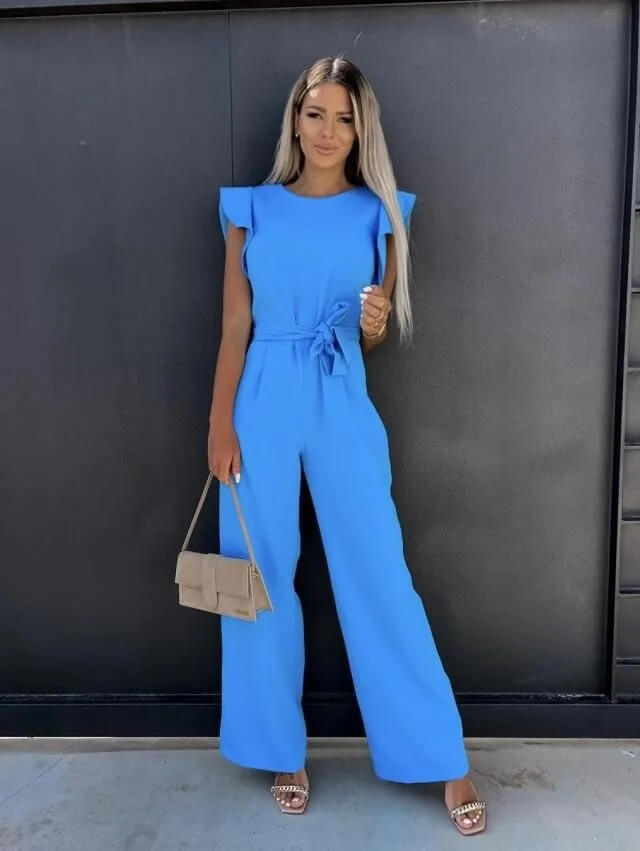 Women's Ruffle Sleeve Wide-Leg Jumpsuit