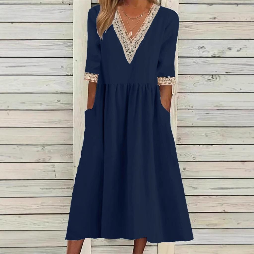 Mid-Length Lace Collar Dress