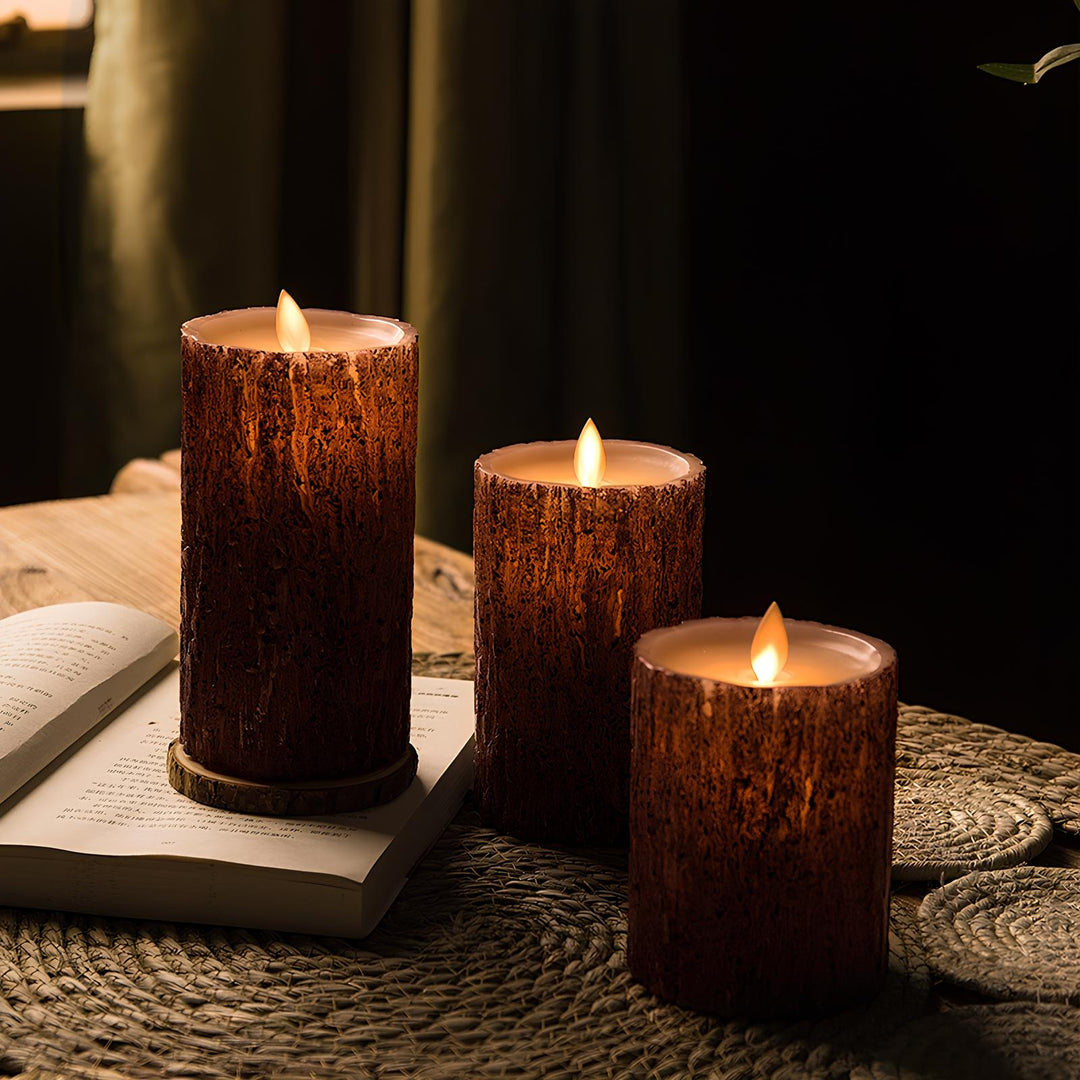 Decorative LED pillar candles, a safe, battery-operated choice for romantic home decor.