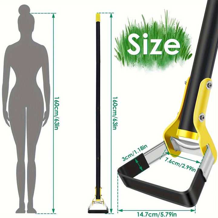 Compact stainless steel cultivator for loosening soil, perfect for small garden areas.