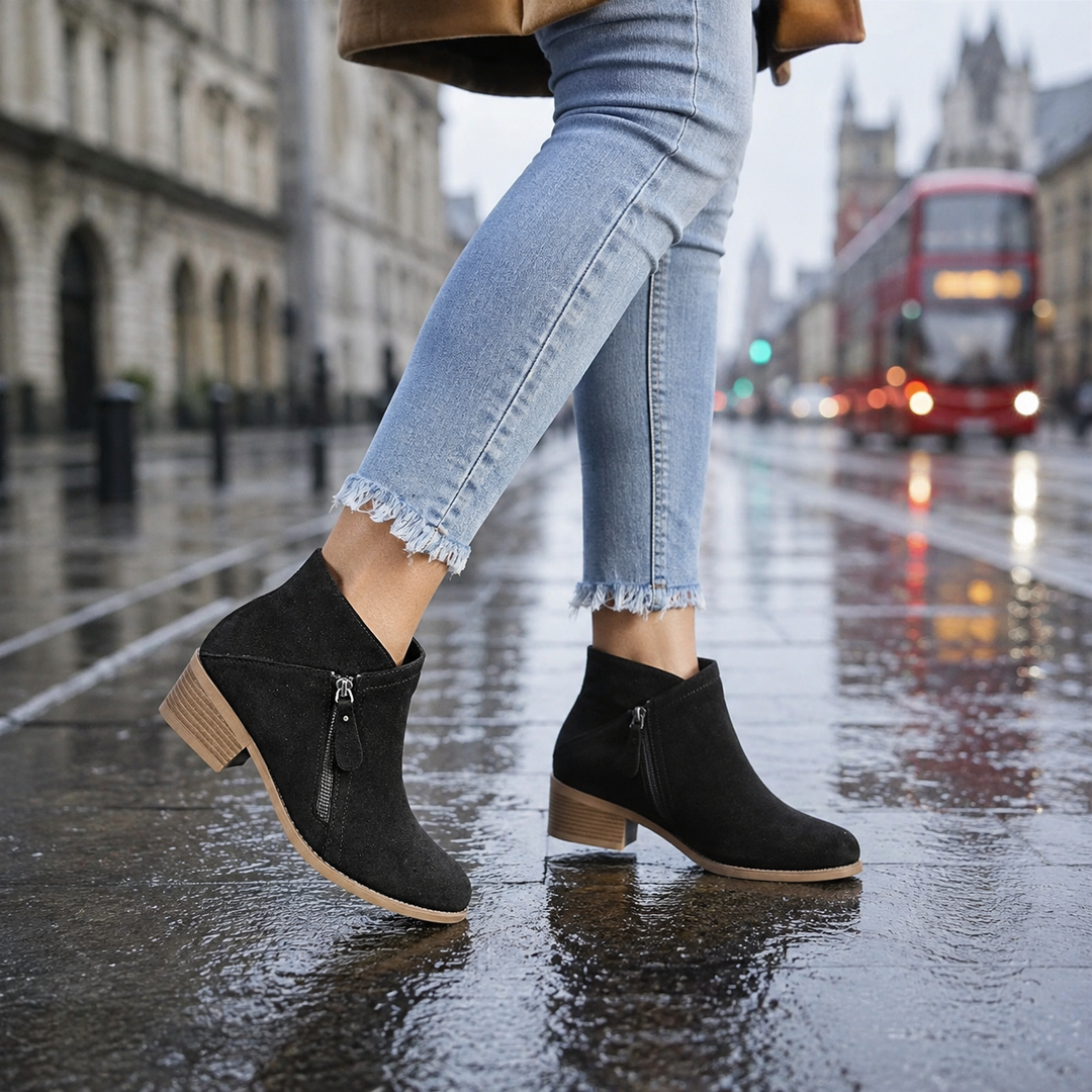 Stylish women's orthopedic Chelsea ankle boots, perfect fall & winter footwear.