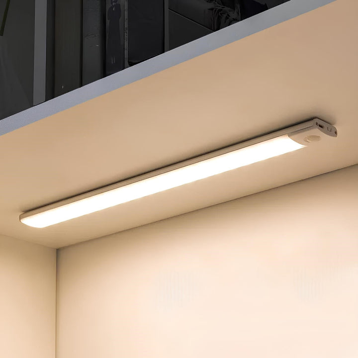 Bright LED light bar, motion sensor activated, rechargeable battery, perfect for under cabinet & task lighting.