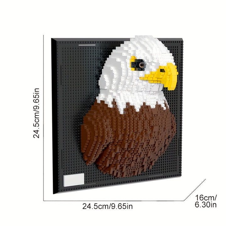Engaging creative hobby: Assemble 3D shark & eagle wall art from building blocks. Adult craft kit.
