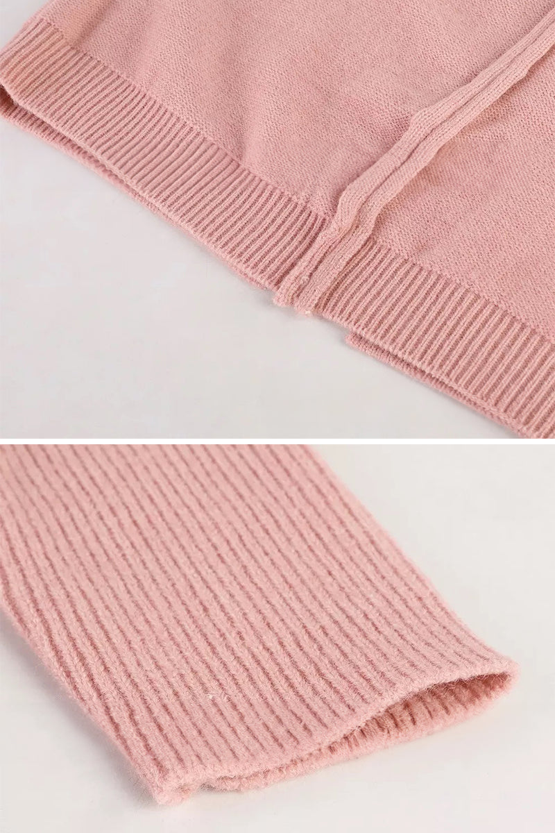 Casual women's hooded knit cardigan, oversized and warm for relaxed comfort on chilly days.