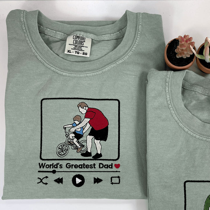 Custom photo hoodie for Father's Day. Unisex embroidered apparel, perfect personalized gift for Dad.