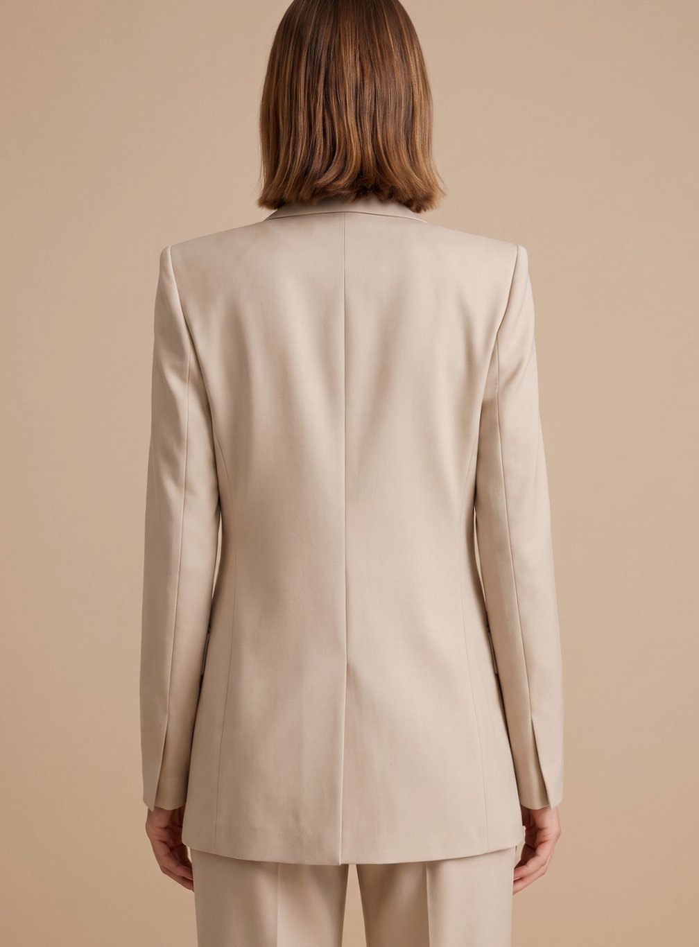 Chic women's blazer & flared trousers elegant two-piece suit, perfect for professional office and formal attire.