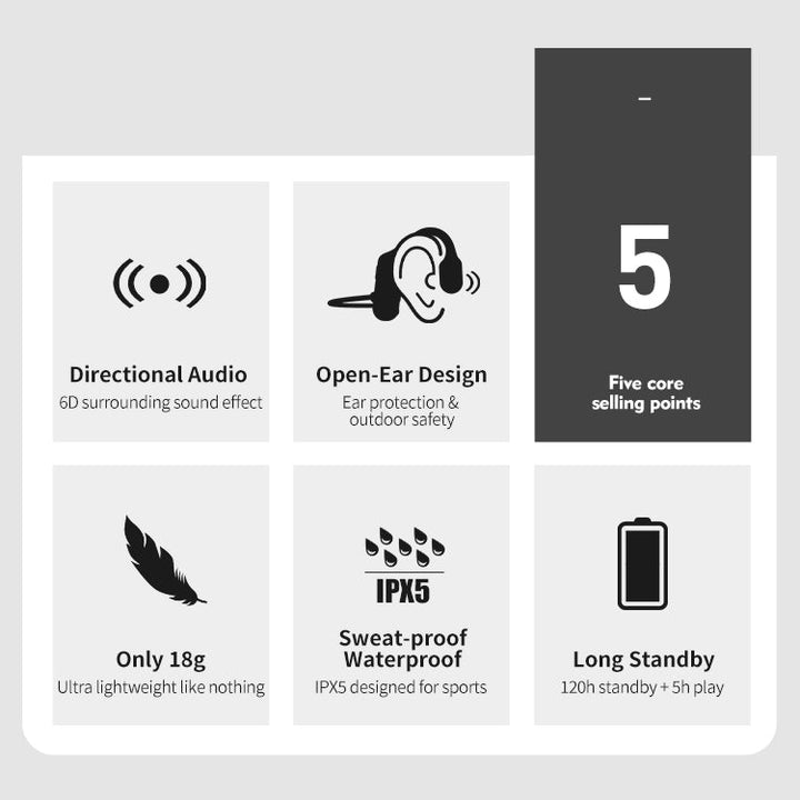 Red open-ear wireless headphones, wireless earbuds for active sports, maintain situational awareness, secure fit.