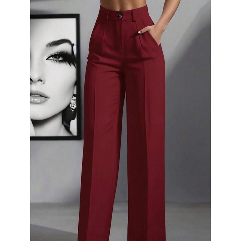 Fashionable high-waist tailored women's trousers, perfect for a refined look and versatile styling.