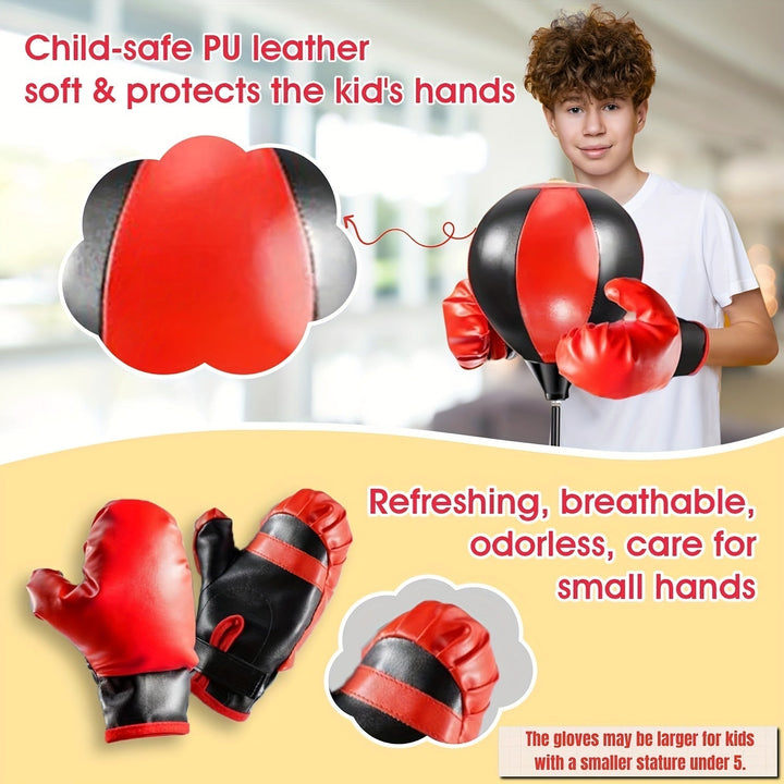Children's fitness gear: adjustable punching bag set for active play, great gift for kids learning boxing skills.