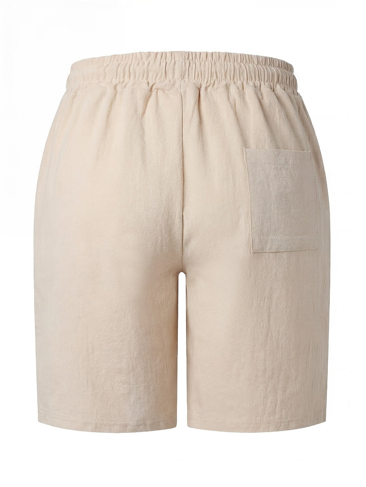 Comfortable men's drawstring shorts in a relaxed cut, excellent for leisure and casual summer styling.