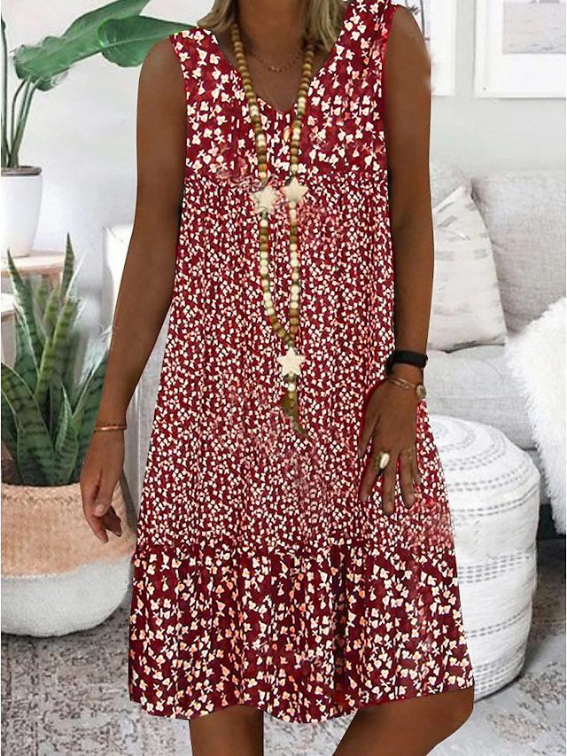 Floral V-Neck Sleeveless Midi Dress