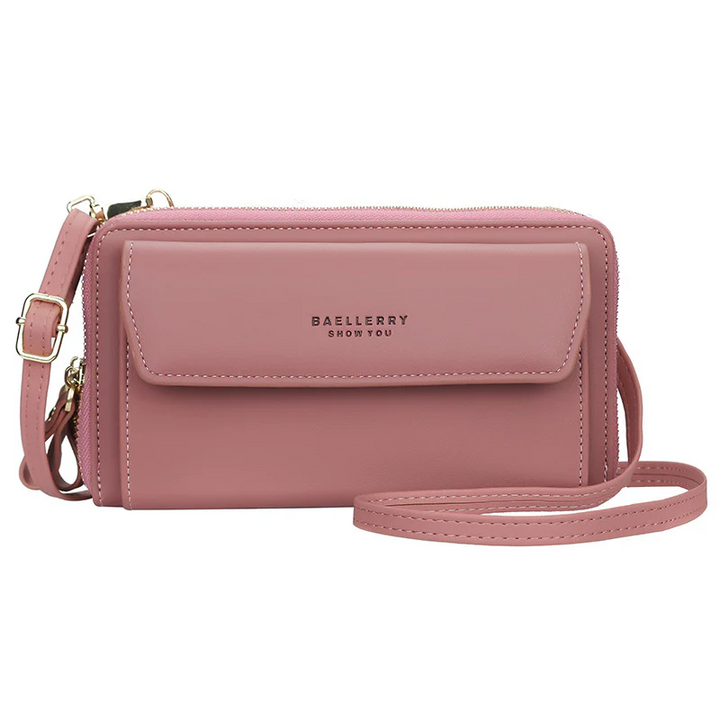 Essential women's crossbody purse with dedicated phone pocket; a compact, stylish handbag for daily use.