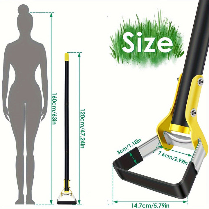 Professional grade stainless steel weeder, designed for comfortable and effective gardening.