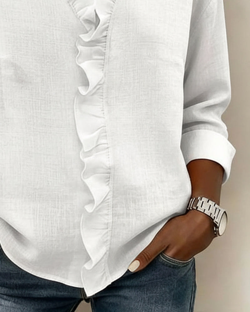 Women's Ruffle V-Neck Blouse