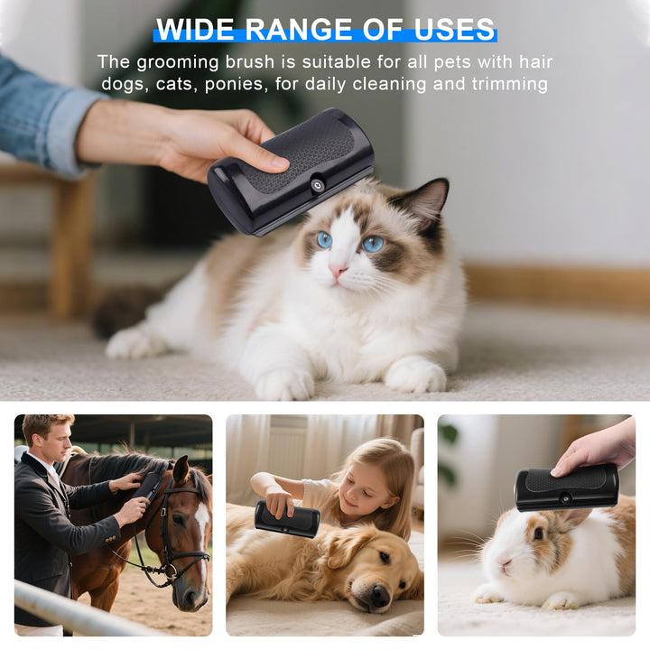 Pet grooming undercoat deshedding tool. Effectively removes excess fur from dogs, cats, and rabbits.