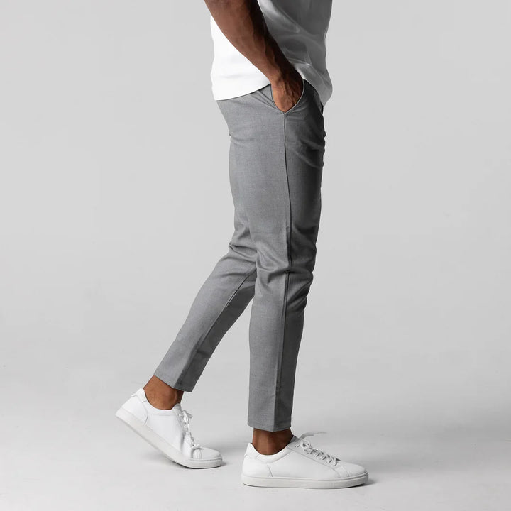 Olive men's versatile chinos, great for casual outings & comfortable active lifestyles.