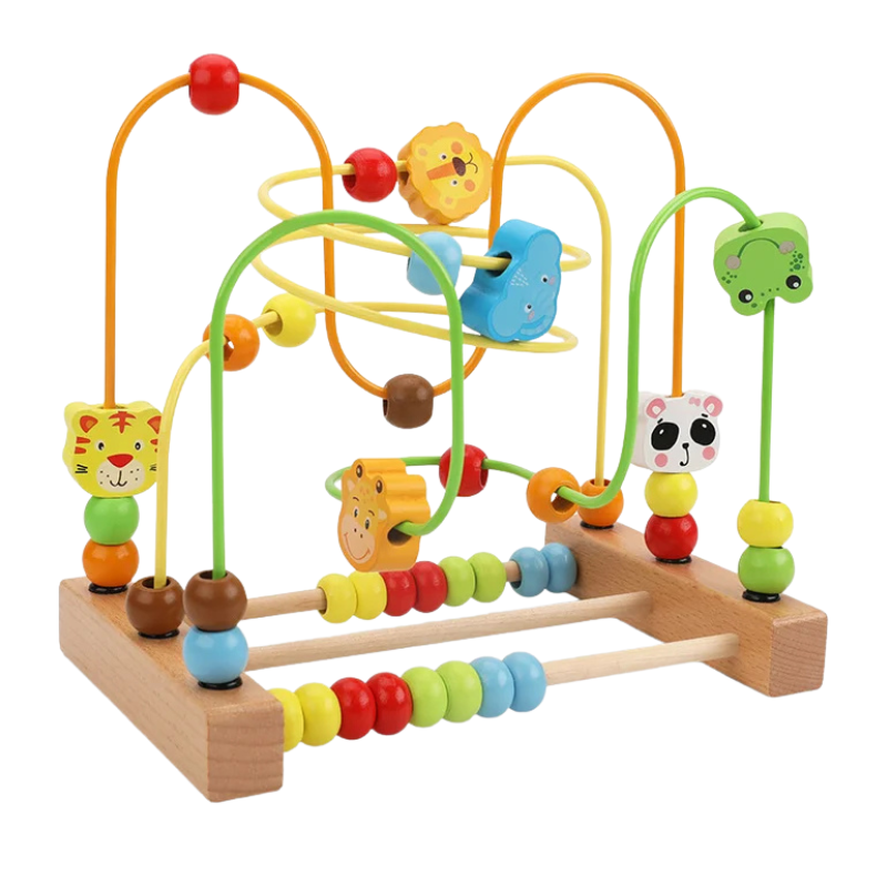 Unisex wooden bead maze, ideal for toddlers & babies, promoting early learning & screen-free play.