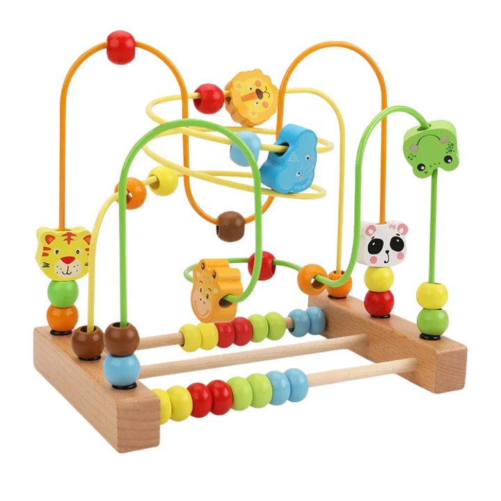 Unisex wooden bead maze, ideal for toddlers & babies, promoting early learning & screen-free play.