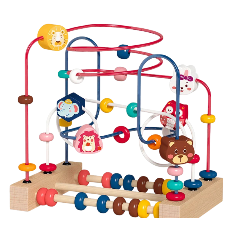 Educational wooden bead maze. Toddler toy boosts fine motor skills, hand-eye coordination & problem-solving.