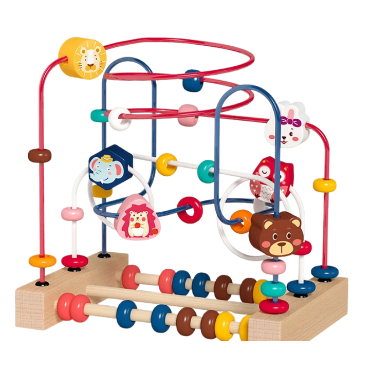 Educational wooden bead maze. Toddler toy boosts fine motor skills, hand-eye coordination & problem-solving.