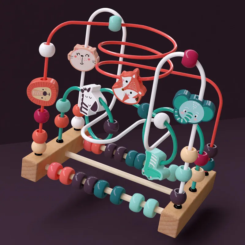 Fun screen-free wooden bead maze toy for toddlers & babies. Develops motor & cognitive skills.