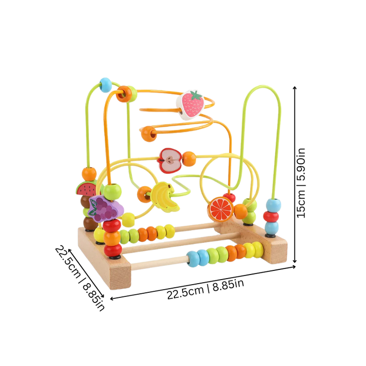 High-quality wooden bead maze. Montessori toy designed for toddler skill development & early childhood education.