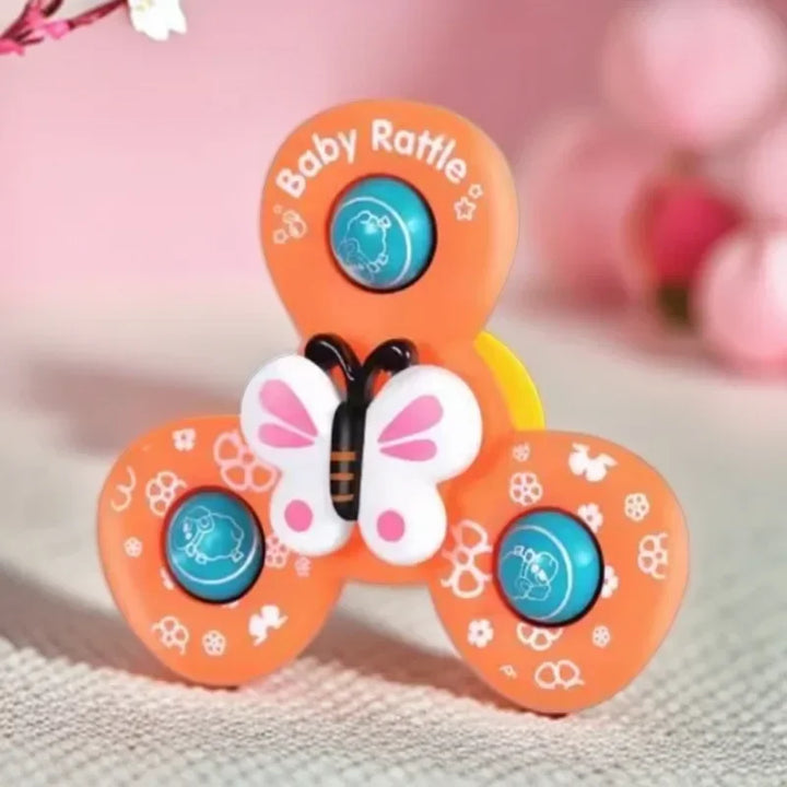Versatile 3-piece baby suction spinner toys for sensory development, high chair, & bathtub playtime.