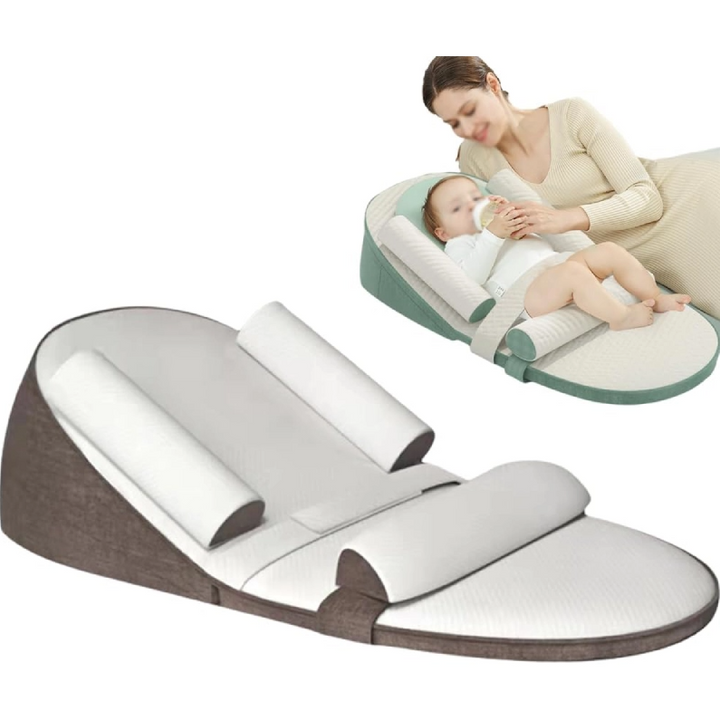 Baby anti-reflux wedge pillow for safe side sleeping, offering infant support & spit-up prevention.