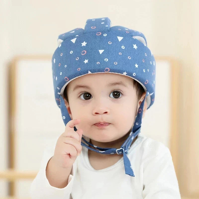 Soft adjustable baby safety helmet, essential head protection for crawling & walking infants.