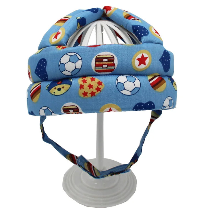 Adjustable toddler head protection helmet, crucial for child safety and learning to walk.
