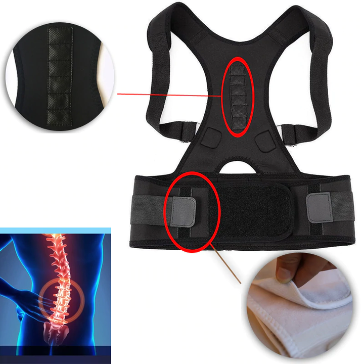 Unisex lumbar support for posture correction & back pain relief, promoting spine alignment & daily health.