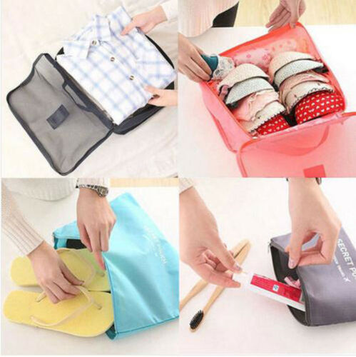View of a packed suitcase using space-saving travel bags. Keeps items tidy and accessible.