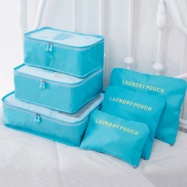 Travel essentials storage solution: complete packing set of waterproof travel bags for luggage.