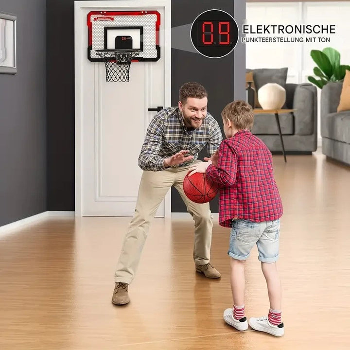 Interactive mini basketball hoop with electronic scoreboard, a fun indoor/outdoor sports toy for kids.