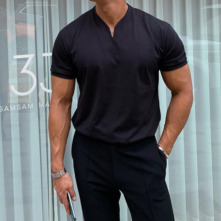 Men's slim fit V-neck t-shirt, perfect for stylish casual wear & everyday comfort.