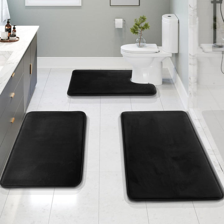 3-piece unisex memory foam bathroom mat set, absorbent & anti-slip, soft bath rugs for home decor.