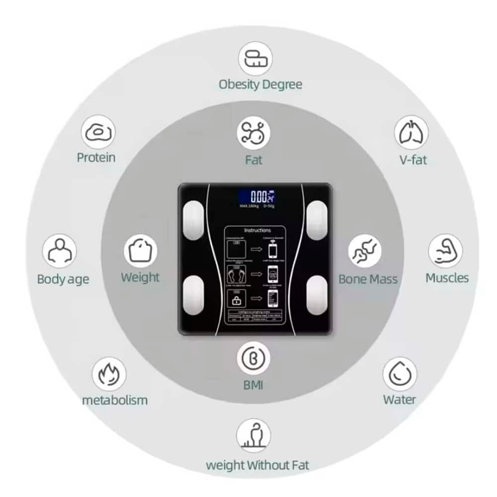 Advanced digital body weight scale with BMI tracking & Bluetooth connectivity for comprehensive health data.