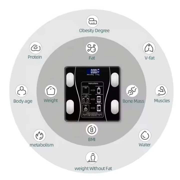 Advanced digital body weight scale with BMI tracking & Bluetooth connectivity for comprehensive health data.
